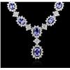 Image 1 : 14KT White Gold 10.44ctw Tanzanite and Diamond Necklace