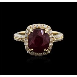 14KT Yellow Gold 4.95ct Ruby and Diamond Ring