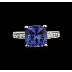 4.32ct Tanzanite and Diamond Ring - 14KT White Gold