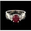 Image 1 : 14KT White Gold 1.32ct Ruby and Diamond Ring