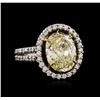 Image 2 : 14KT White Gold 4.74ctw Fancy Yellow Diamond Ring