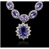 Image 2 : 14KT White Gold 35.22ctw Tanzanite and Diamond Necklace