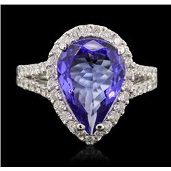 14KT White Gold 4.01ct Tanzanite and Diamond Ring