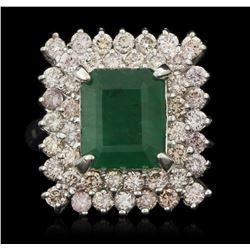 14KT White Gold 3.34ct Emerald and Diamond Ring