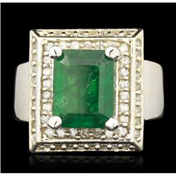 14KT White Gold 3.83ct Emerald and Diamond Ring