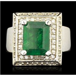 14KT White Gold 3.83ct Emerald and Diamond Ring