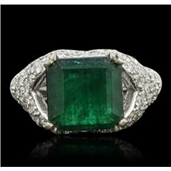 14KT White Gold 4.40ct Emerald and Diamond Ring