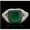 Image 1 : 14KT White Gold 4.40ct Emerald and Diamond Ring