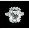 Image 1 : 14KT White Gold 7.95ct Aquamarine and Diamond Ring