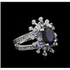 Image 2 : 14KT White Gold 3.49ct Sapphire, Tanzanite and Diamond Ring
