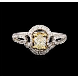 18KT Two-Tone Gold 0.99ctw Fancy Light Yellow Diamond Ring