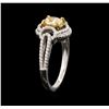 Image 3 : 18KT Two-Tone Gold 0.99ctw Fancy Light Yellow Diamond Ring