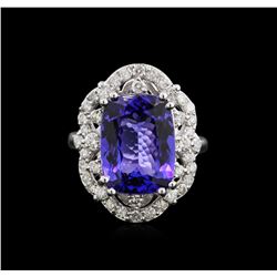 7.47ct Tanzanite and Diamond Ring - 14KT White Gold