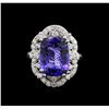 7.47ct Tanzanite and Diamond Ring - 14KT White Gold