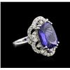 Image 2 : 7.47ct Tanzanite and Diamond Ring - 14KT White Gold