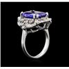 Image 3 : 7.47ct Tanzanite and Diamond Ring - 14KT White Gold