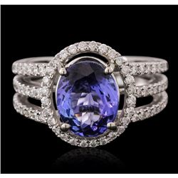 14KT White Gold 2.60ct Tanzanite and Diamond Ring