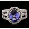 Image 1 : 14KT White Gold 2.60ct Tanzanite and Diamond Ring