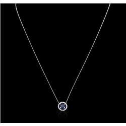 1.00ct Sapphire and Diamond Pendant With Chain - 14KT White Gold