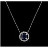 Image 2 : 1.00ct Sapphire and Diamond Pendant With Chain - 14KT White Gold
