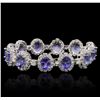 Image 2 : 14KT White Gold 24.72ctw Tanzanite and Diamond Bracelet