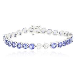 14KT White Gold 11.20ctw Tanzanite and Diamond Bracelet