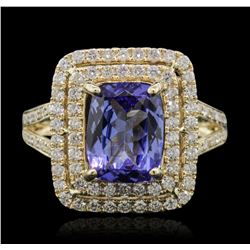 14KT Yellow Gold 2.72ct Tanzanite and Diamond Ring