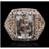 Image 1 : 14KT Rose Gold 7.96ct Aquamarine and Diamond Ring