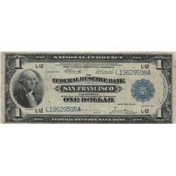 1918 Large $1 San Francisco Federal Reserve Bank National Currency Note