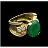Image 2 : 4.17ct Emerald and Diamond Ring - 18KT Yellow Gold