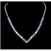 Image 1 : 14KT White Gold 10.56ctw Tanzanite and Diamond Necklace