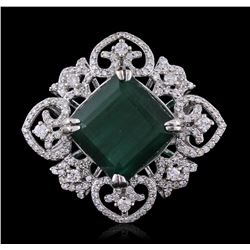 14KT White Gold 13.22ct Emerald and Diamond Ring