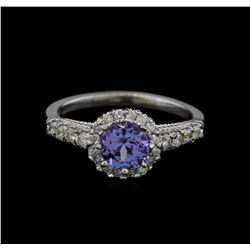 1.03ct Tanzanite and Diamond Ring - 14KT White Gold