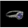 Image 2 : 1.03ct Tanzanite and Diamond Ring - 14KT White Gold