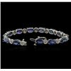 Image 3 : 20.41ctw Blue Sapphire and Diamond Bracelet - 14KT White Gold