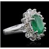 Image 2 : 14KT White Gold 2.97ct Emerald and Diamond Ring