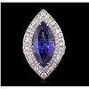 Image 1 : 18KT White Gold GIA Certified 10.54ct Tanzanite and Diamond Ring