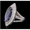 Image 2 : 18KT White Gold GIA Certified 10.54ct Tanzanite and Diamond Ring