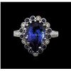 Image 1 : 14KT White Gold 3.86ct Tanzanite, Sapphire and Diamond Ring