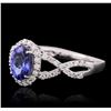 Image 2 : 14KT White Gold 1.31ct Tanzanite and Diamond Ring