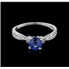 Image 1 : 14KT White Gold 0.92ct Sapphire and Diamond Ring