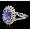 Image 2 : 18KT White Gold 3.95ct Tanzanite and Diamond Ring