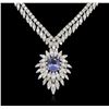 Image 1 : 14KT White Gold 3.87ct Tanzanite and Diamond Necklace