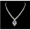 Image 2 : 14KT White Gold 3.87ct Tanzanite and Diamond Necklace
