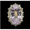 Image 1 : 14KT Yellow Gold GIA Certified 37.12ct Kunzite and Diamond Ring