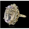 Image 2 : 14KT Yellow Gold GIA Certified 37.12ct Kunzite and Diamond Ring