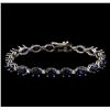 Image 1 : 14KT White Gold 16.95ctw Sapphire and Diamond Bracelet
