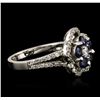 Image 3 : 14KT White Gold 0.95ctw Sapphire and Diamond Ring