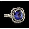 Image 2 : 14KT White Gold 3.98ct Tanzanite and Diamond Ring