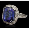 Image 2 : 14KT White Gold 17.22ct GIA Cert Tanzanite and Diamond Ring